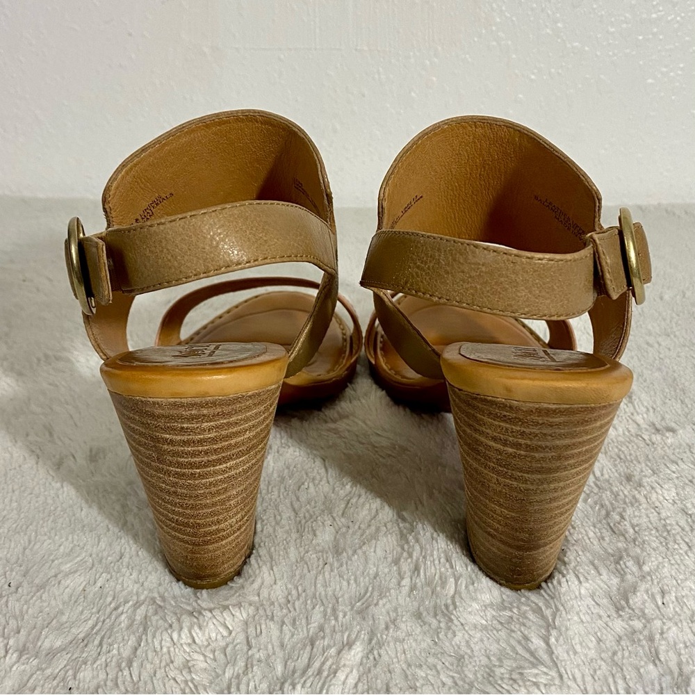 Born Cindie Two-Tone Leather Heeled Open Toe Sandals Women’s Size 11M Slingback - Picture 6 of 13